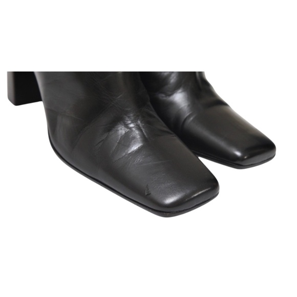 BALLIN Black Boots Leather Boot Zipper Square Toe Heels Sz 39 - Picture 11 of 14